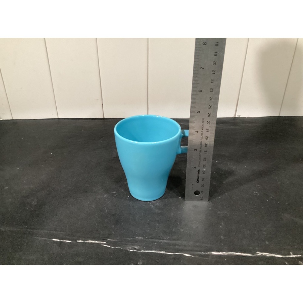 IKEA FARGRIK Teal Blue 8oz Coffee Mug Stackable Coffee Tea Cup Ceramic Set of 4